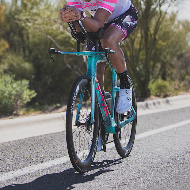 Triathlete training on his bike