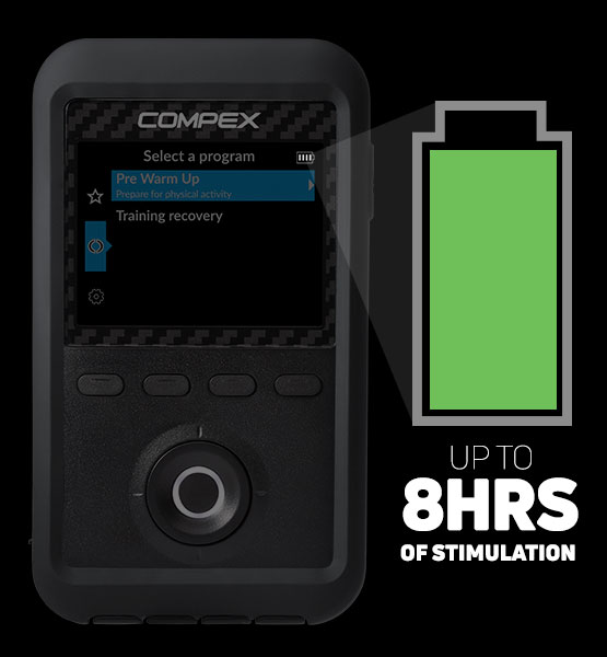 Up to 8 hours of stimulation with a Lithium Ion battery