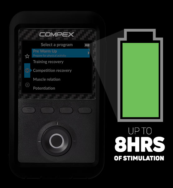 Up to 8 hours of stimulation with a Lithium Ion battery